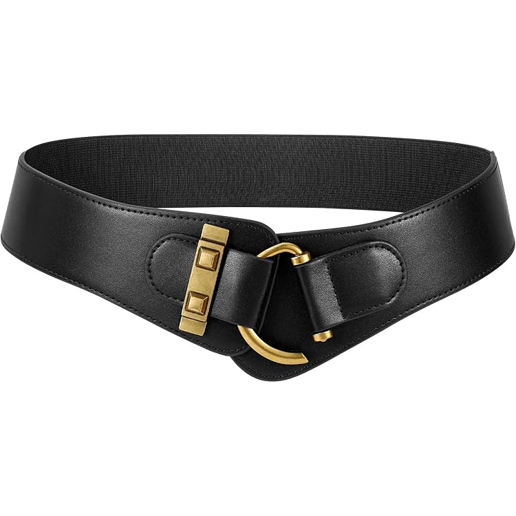 Ceinture Large Boho Chic – Marron Avec Plumes Et Métal – Taille S/M élastique – Occasion