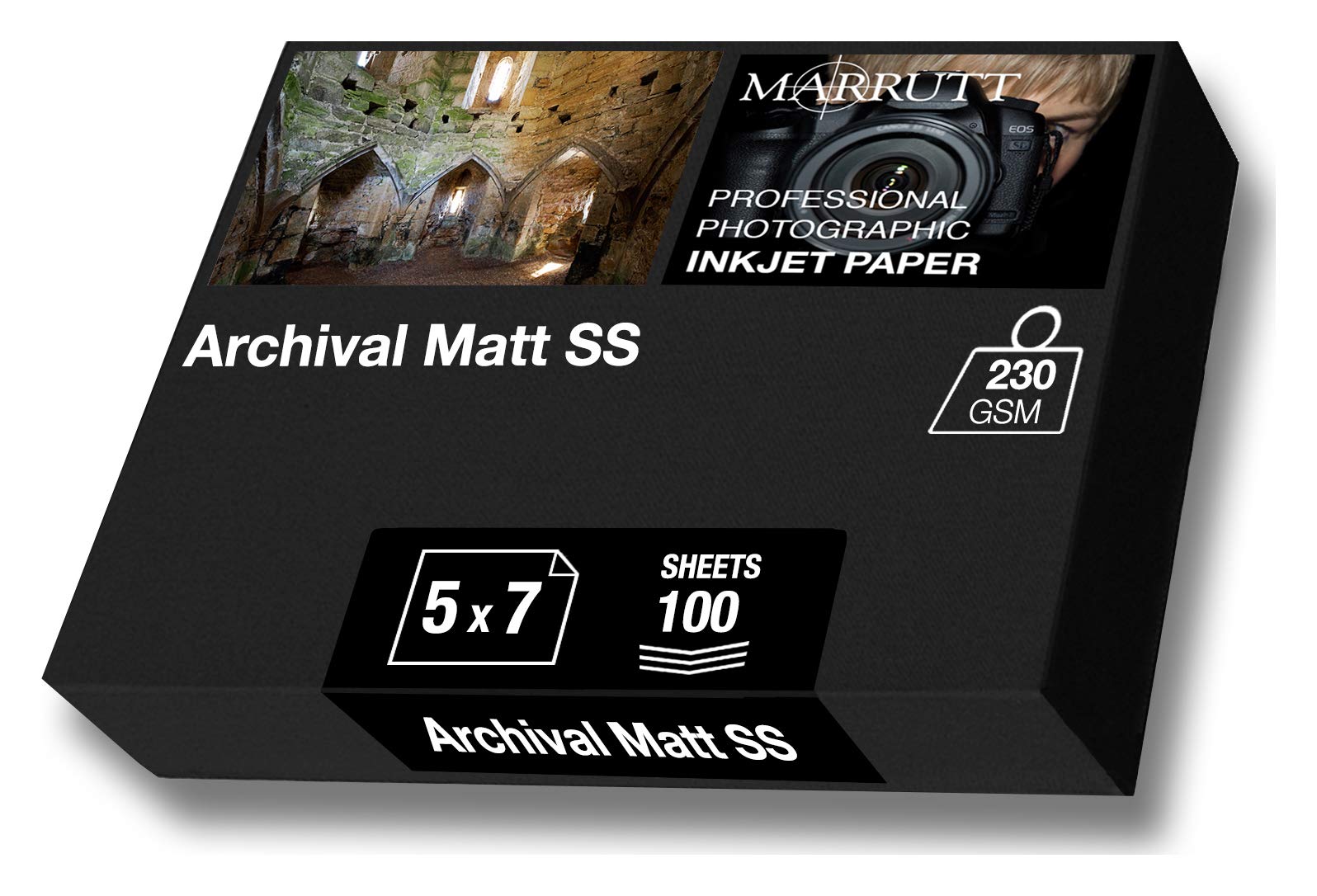 Marrutt 230gsm Archival Matt Single Sided Inkjet Photo Paper: 5” x 7” - 100 Sheets