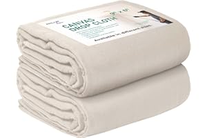 Avalon Home Canvas Drop Cloth for Painting 9x6 feet Pack of 2-8oz Painters Drop Cloths for Painting - All Purpose Canvas Tarps for Floor & Furniture Protection - Recycled Cotton Fabric