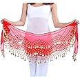 Lauthen.S 128 Coins Belly Dance Hip Scarf Tribal Belt Halloween Genie Costume Accessory