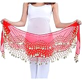 Lauthen.S 128 Coins Belly Dance Hip Scarf Tribal Belt Halloween Genie Costume Accessory