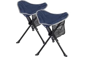 REDCAMP 2 Pack Folding Camping Stools for Adults Heavy Duty, Lightweight Portable Tripod Chairs Seats for Fishing Hunting Backpacking Traveling, Blue