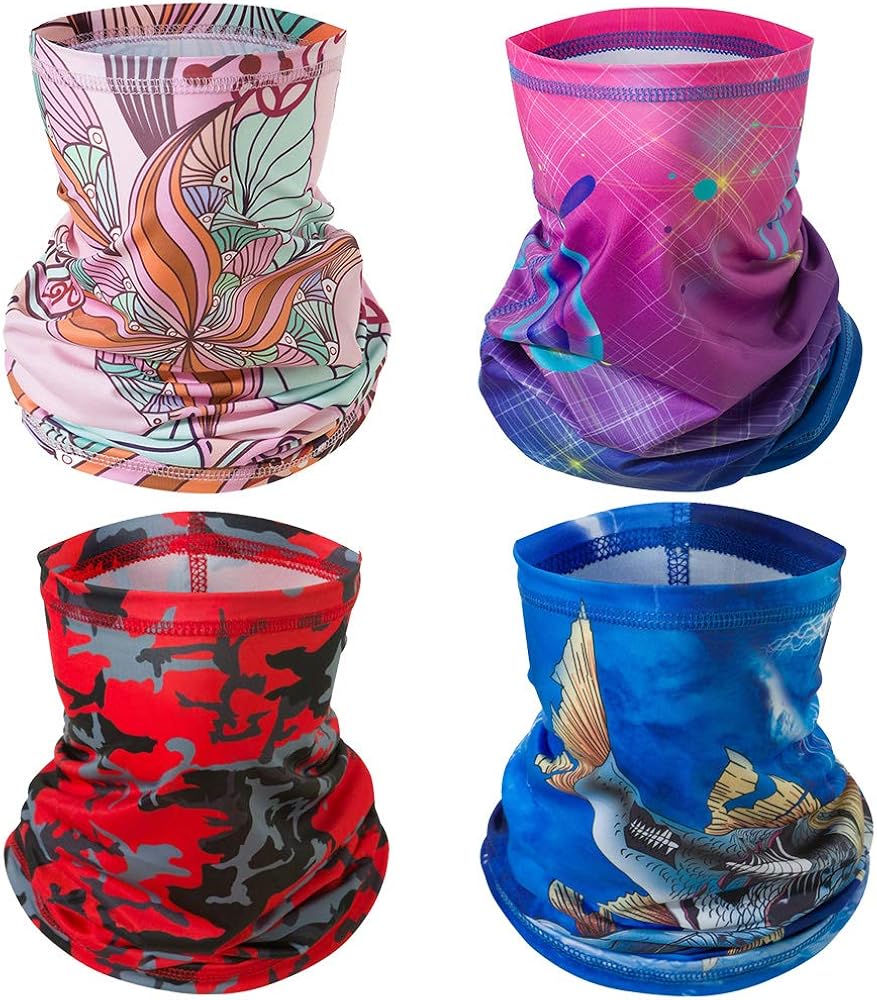 4 Pieces Sun UV Protection Neck Gaiter Cooling Face Scarf Cover Dust