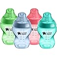 Tommee Tippee Natural Start Anti-Colic BPA Free Baby Bottles, 9oz, Slow-Flow Breast-Like Nipple for a Natural Latch, Designed for Seamless Transitions Between Bottle and Breast, Fiesta, Pack of 4