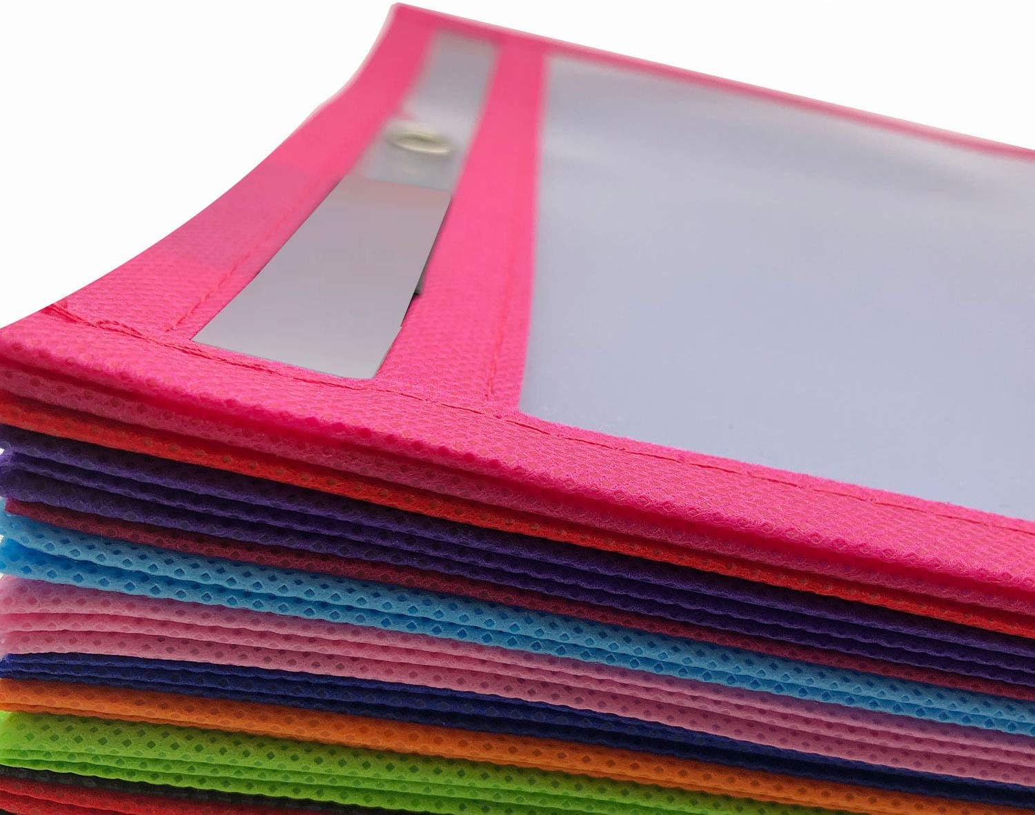 Pack of 10, Multicolored Dry Erase Pockets, 10” x 14”, School Supplies for Teachers, Reusable Dry Erase Pockets, Dry Erase Sheets, Teaching Supplies (10x14 inches, 10 Pack) : Office Products