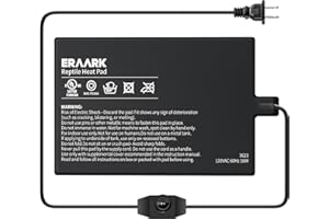 ERAARK Reptile Heating Pad 8" X 12" with Temperature Adjustable Controller Knob, 16W Terrarium Heating Mat for Reptiles Amphibians Hermit Crab Snake Lizard Turtles Lizards (8"X 12" with Adjust Knob)