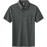 BASUDAM Men's Polo Shirts with Pocket Quick Dry Short Sleeve Active Performance