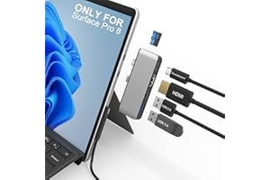 YEEMIE PRO Surface Pro 8 Hub Docking Station with 4K HDMI, USB-C Thunerbolt 4 (Display+Data+PD Charging), USB 3.0, USB 2.0, TF Card Slot, Triple Display (Surface Pro 8+HDMI+USB C) for Microsoft Surface Pro 8