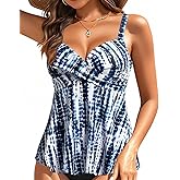 Women's Underwire Tankini Top Only- Twist V Neck Swimsuit Top Flowy Bathing Suit Top No Bottom 2025