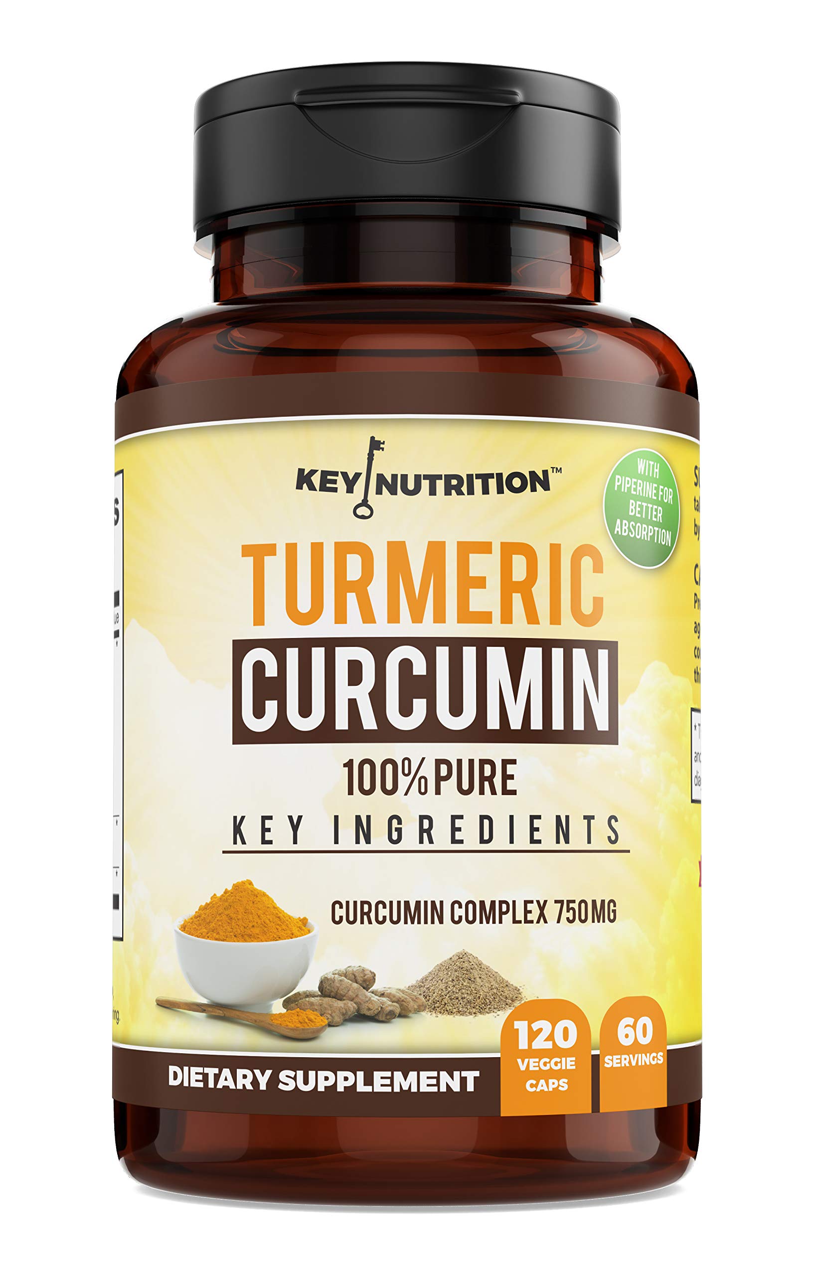 Key Nutrition Turmeric Curcumin Complex with Piperine and Nettle, 100