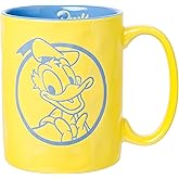 Silver Buffalo Disney Donald Duck Circle Badge Wax Resist Ceramic Pottery Mug, 17 Ounces