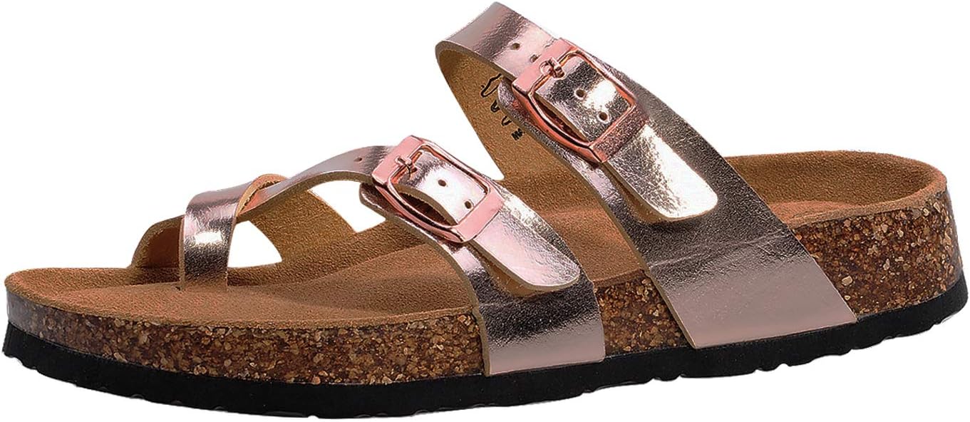 festooning Women's Slide Flat Cork Footbed Sandals