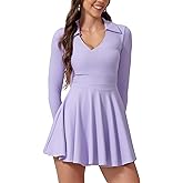 Tennis Dress for Women Long Sleeve Athletic Dress with Built in Shorts Golf Dress Workout Dresses with Pockets