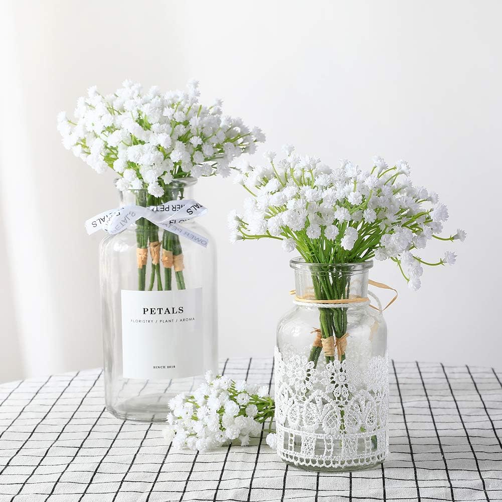 Veryhome 10PCS Fake Babys Breath Flowers Artificial White Flowers Gypsophila DIY Floral Bouquets Arrangement Wedding Home Decor