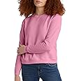 Hanes Women's Ecosmart V-Notch Crewneck Sweatshirt, Fleece Pullover Sweatshirt For Women