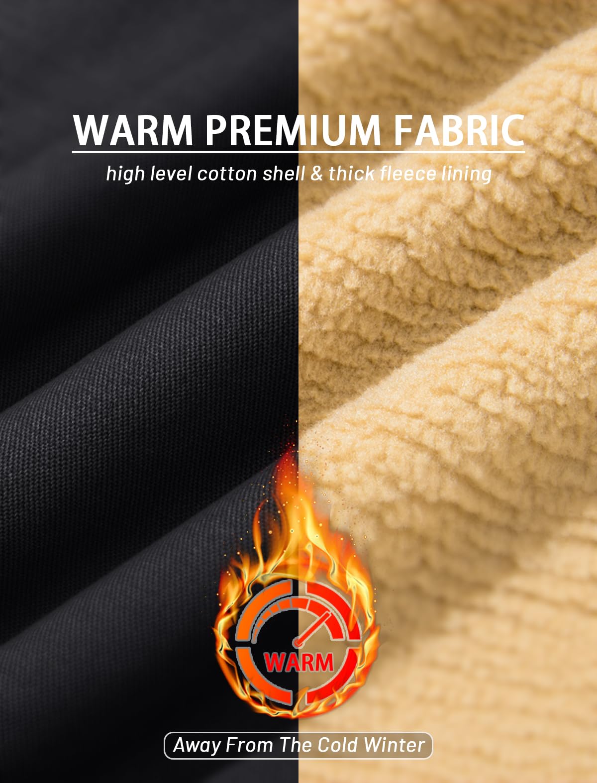 MAGCOMSEN Men's Winter Jacket Lined Sherpa Jacket Warm Trucker Coat Multi Pocket