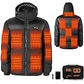 Tnerotaps Heated Jacket,Heated Jackets for Men,Mens Heated Jacket with Battery Pack Winter Outdoor Soft Electric Heating Coat