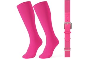 LEACOOLKEY Baseball Socks and Belt Combo Adult Youth Softball Elastic Socks Belt Set Adjustable