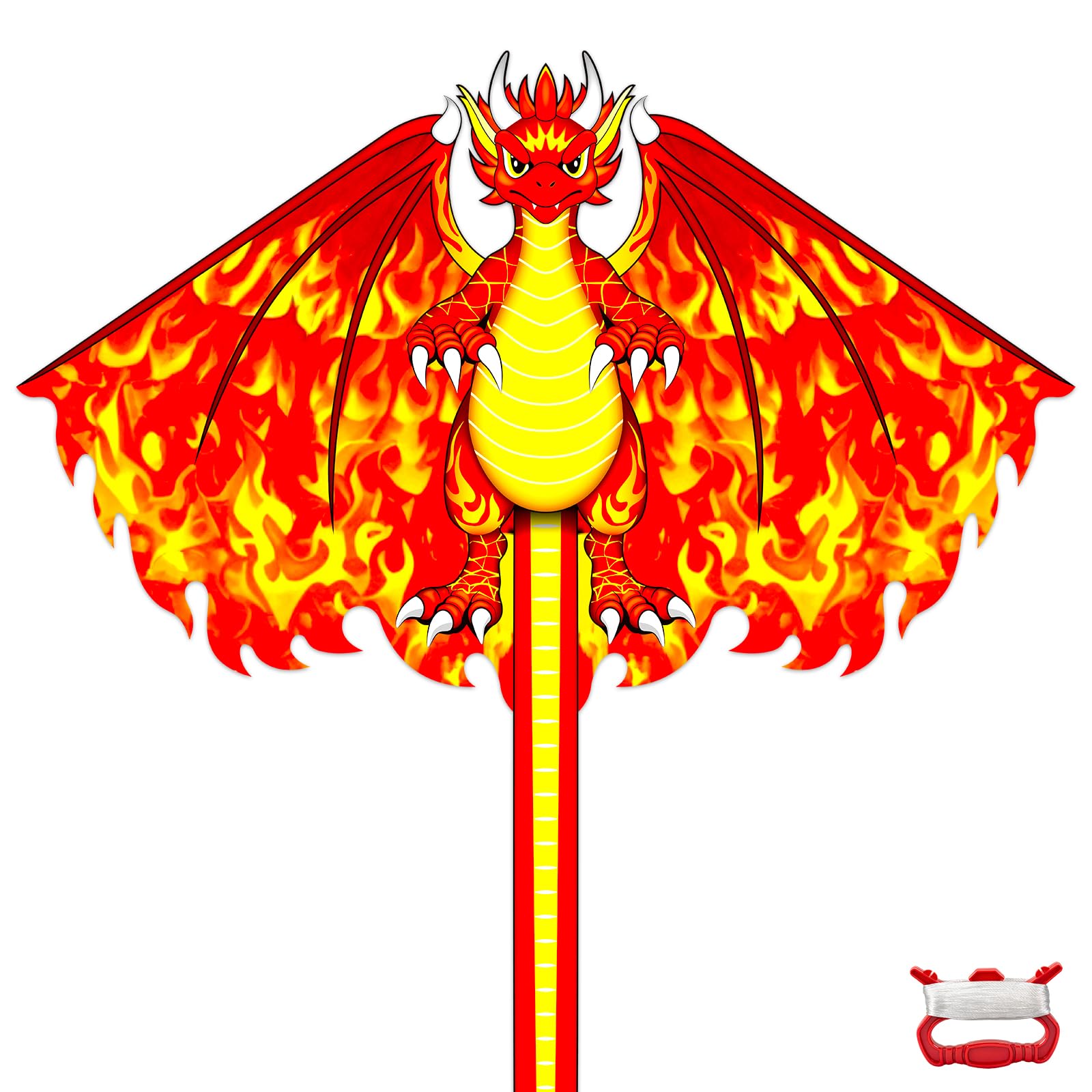 Hymaz Dinosaur Kite, Kites for Kids Adults Easy to Fly, Huge Beach Kite for Girls Boys Garden Park Flying Toys Children Outdoor Activites Games (Red)