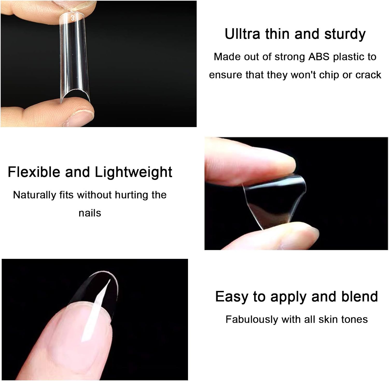 AUERVO 110 PCS Clear Coffin Nails - Full Cover Acrylic False Nails, 11 Sizes, Transparent, Traceless, DIY & Salon Use - Image 4