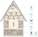 Navaris XL Wooden Insect Hotel - Natural Wood Habitat for Bees & Butterflies view 4