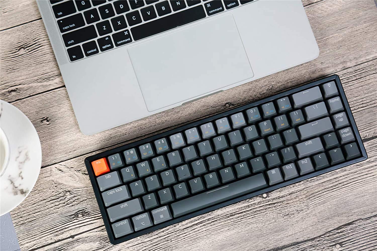 Keychron K6 Hot Swappable Wireless Bluetooth 5.1/Wired Mechanical Gaming Keyboard, 65% Compact 68-Key RGB LED Backlit N-Key Rollover, Aluminum Frame for Mac Windows Gateron G Pro Brown Switch