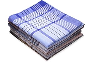 Dokpav 6 Pcs Men's Handkerchiefs, Soft Cotton Pocket Handkerchiefs 40x40cm Squares Hankies Checkered Handkerchiefs For Men