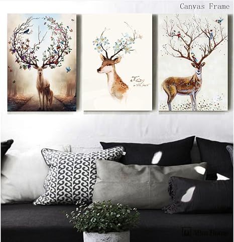 Abm Home Diseno De Ciervos Juego De 3 Marcos Arte De Pared