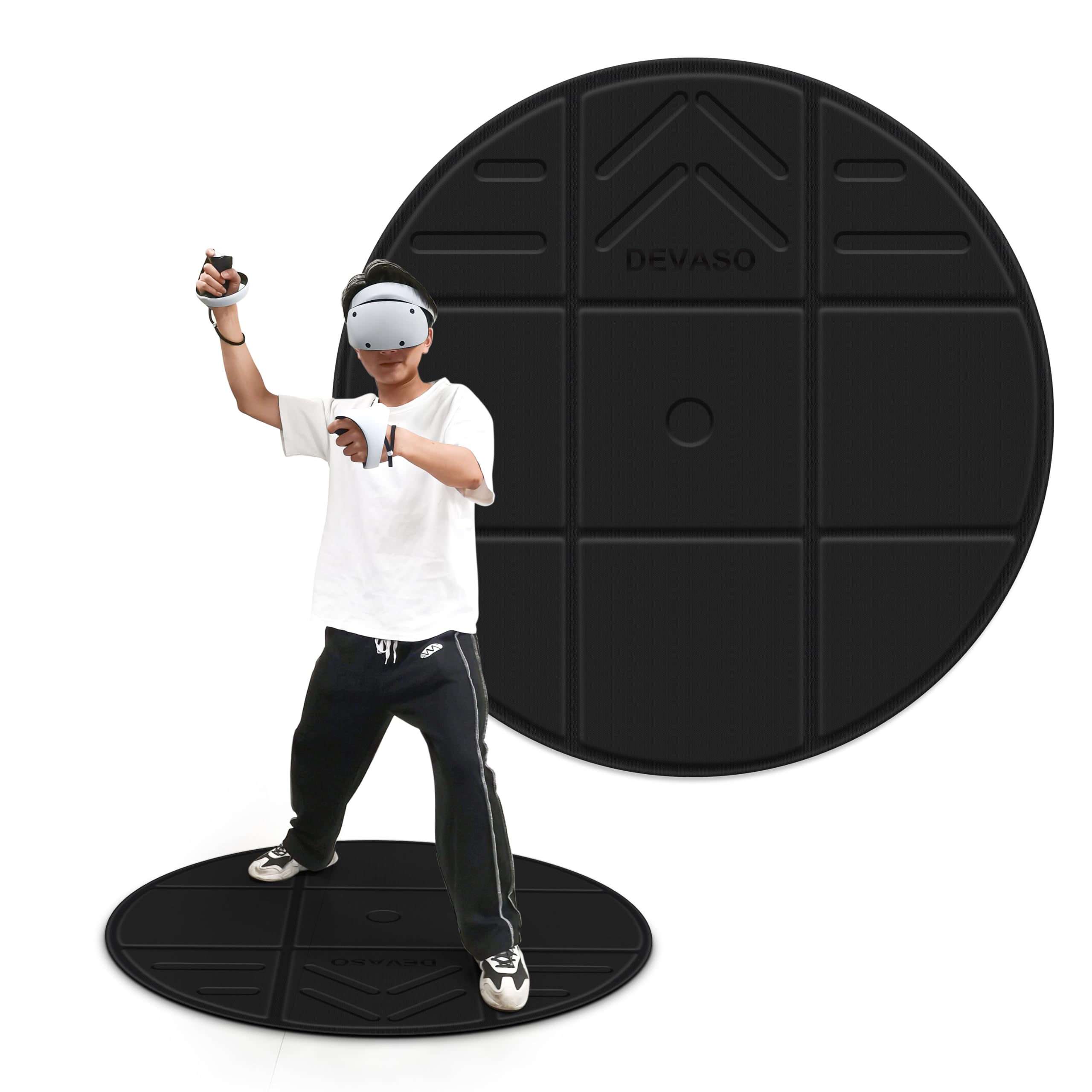DEVASO Foldable VR Mat For Meta Quest 3S/Quest 3, Round Anti Fatigue Large Mat Anti Slip Comfortable Floor Premium Game Accessories Compatible Psvr2 Oculu