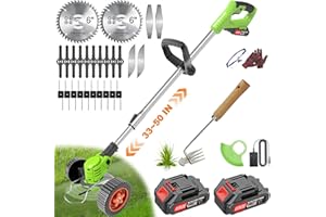 AKENUOKE Cordless Weed Eater Battery Powered, 21V Electric Weed Wacker Cordless with 2Pcs 2.0Ah Batteries Operated, 3 in 1 Lightweight Grass Trimmer/Edger/Brush Cutter with 5 Types Blades for Lawn Yard Garden