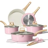 CAROTE Pots and Pans Set, Ceramic Cookware Set, 14pcs Pink | Healthy Cooking Set, Non-Toxic Coating, Ultra Durable, Easy Clean, Induction Compatible, PFAS FREE
