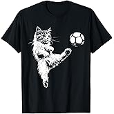 Funny Cat Soccer Ball Graphic T-Shirt