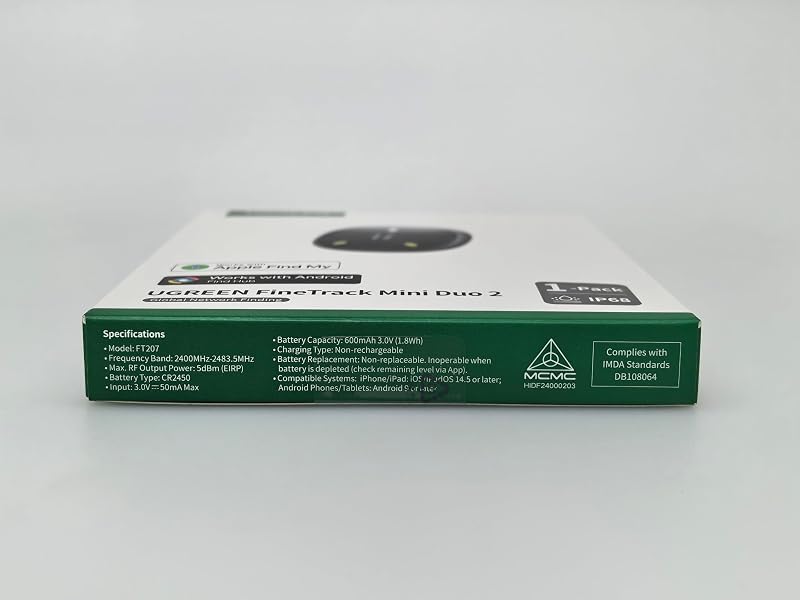 FineTrack Mini DUO 2 Supporto iOS Find My o Android Find Hub 1 Pezzo — foto 6 di 8