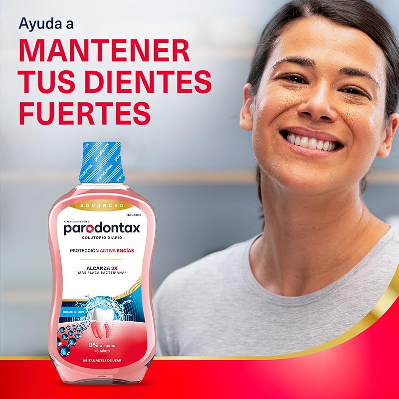 Enjuague Bucal, Cuidado Diario de las Encías, Frescor Intenso, 0% Alcohol, Pack de 2x500 ml