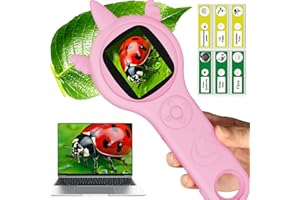 DAXIONGMAO Microscope for Kids - Mini Digital Microscope for Kids Educational Science Toys, Christmas Birthday Gifts for Age 3 4 5 6 7 8 10 Girls&Boys (Pink)