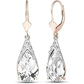 Galaxy Gold GG 10 Carat 14k Solid Rose Gold Ocean White Topaz Earrings