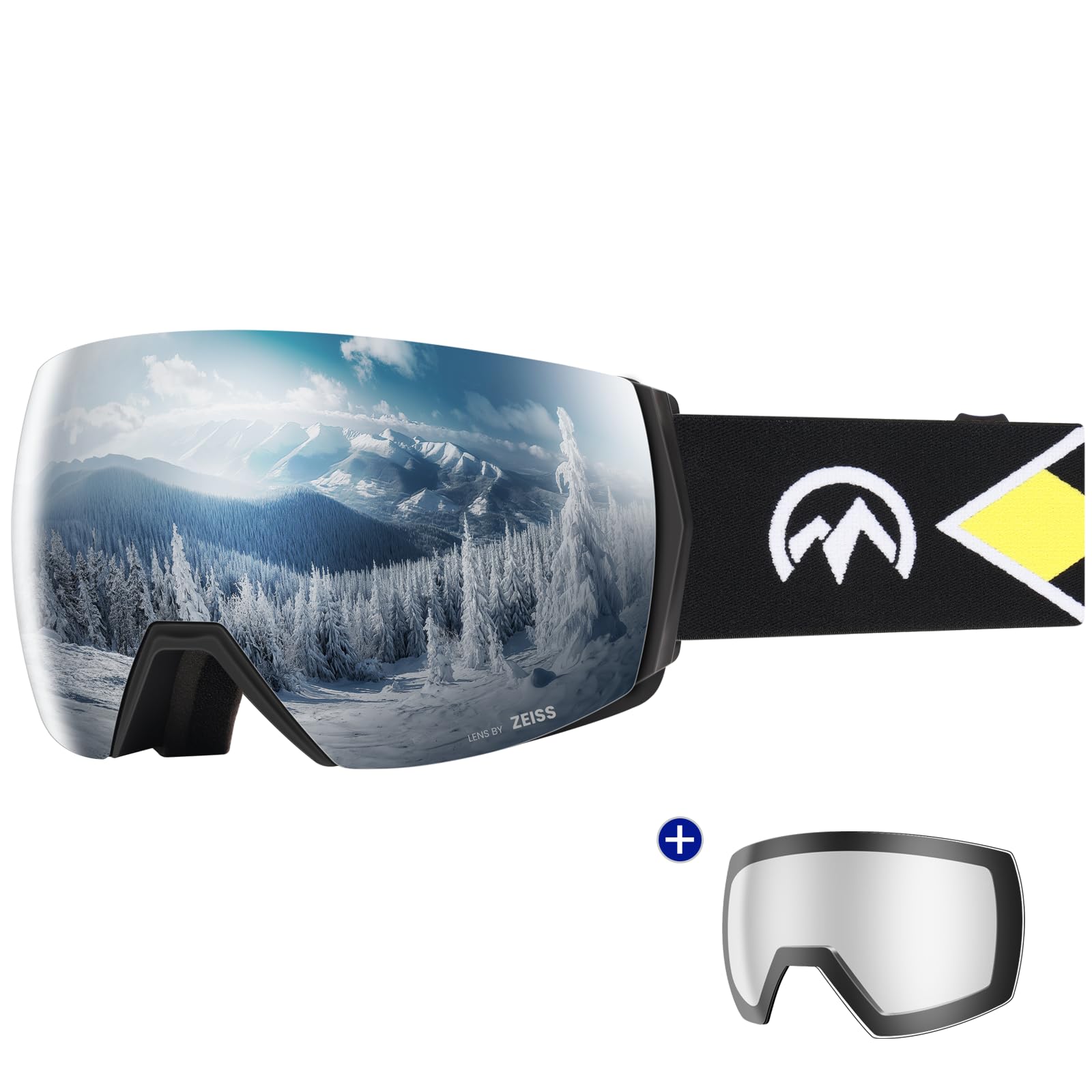 Photo 1 of OutdoorMaster Ultra Ski Goggles Lens by ZEISS, OTG Snowboard Goggles Anti-fog Wide View, Magnetic Interchangeable Lens, Snow Goggles for Men & Women(Silver Vlt 17% + ClearLens)