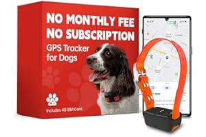 VITALGLOW GPS Tracker for Dogs No Subscription No Monthly Fee, GPS Wireless Dog Fence, Long Battery Life, Unlimited Range, Waterproof, Dog Tracker for Medium & Large Dog Breeds(Orange)