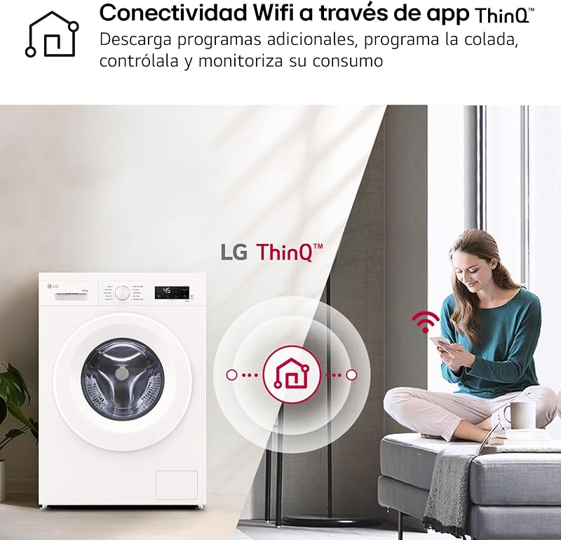 LG W4X1085NWH - Inversor Direct Drive Washer Dryer 8/5kg, 1400 rpm, 6 Motion, Vapor a vapor, Wi-Fi ThinQ, A Classificação (Lavagem) E (Secagem, Série 140, Branco