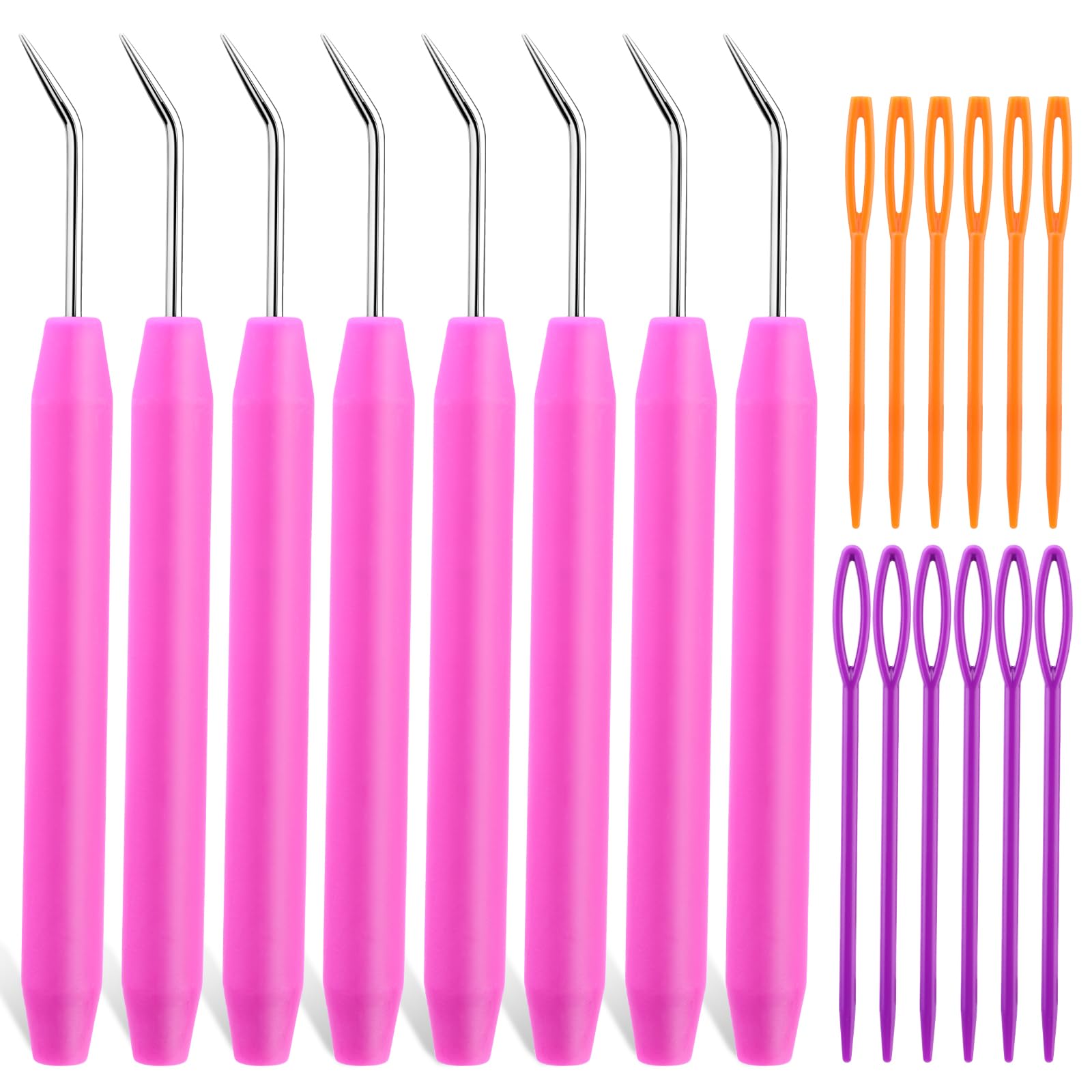 Easusy 20 Pieces of Loom Crochet Hook Sets, 8 Pcs Knitting Crochet Hooks, 12 Pcs Colorful Sewing Needles, Knitting Crochet Hook Sets, Big Eye Yarn Needles for Knitting Craft DIY(Rose red)