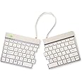 R-Go Split Keyboard, Scissors Mechanism, Anti Carpal Tunnel, 2 Part Ergonomic Design with Break Software, Ultra-Thin, QWERTY (US) Layout, Bluetooth 5.0, Compatible with Windows/MacOS, White