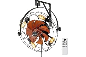 VEVOR Wall Mounted Fan with Lights, 21 inch Wall Mount Fan with Remote, 6 Speeds Plug in Wall Fan, Timer, 360°Adjustable Tilt