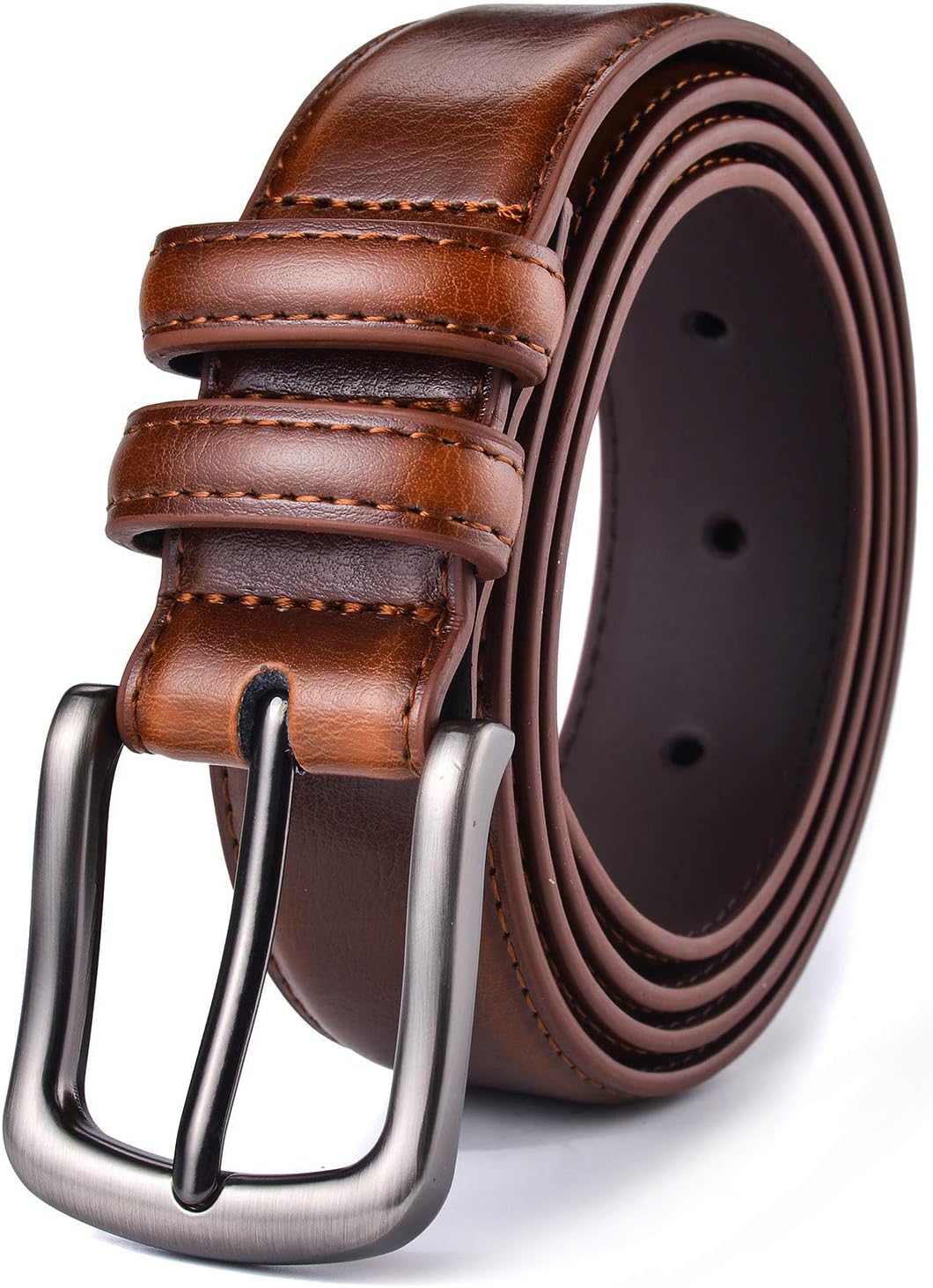 Mens Belt, Autolock Genuine Leather Dress Belt Classic Casual 1 1/4" Wide Belt With Single Prong Buckle