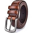 Autolock Mens Belt, Genuine Leather Dress Belt Classic Casual 1 1/4" Wide Belt With Single Prong Buckle
