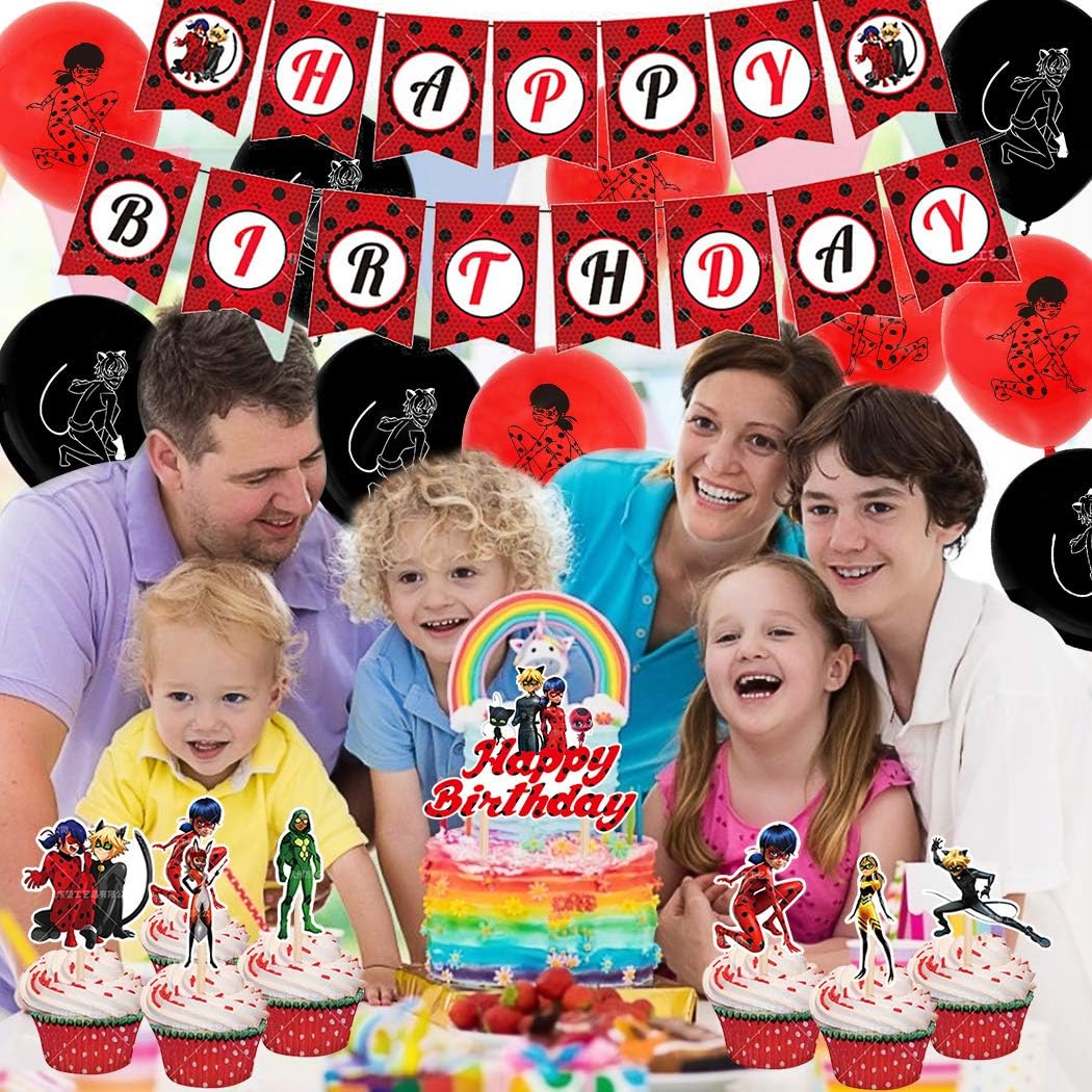 Miraculous Ladybug Party Supplies Set Joyeux Anniversaire Decorations De Fete Fournitures Accessoires Banniere Cupcakes Decorations Et Accessoires De Fetes Fournitures De Loisirs Creatifs Centroarco Com