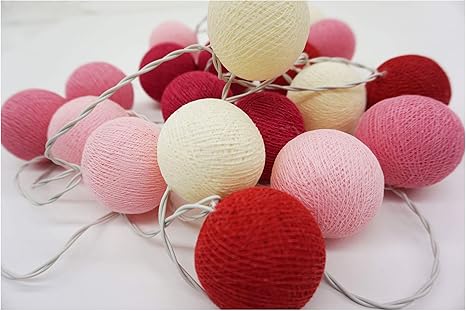 Amazon Co Jp コットンボールランプ スイッチ付 レッドピンクミックス 並行輸入品 ホーム キッチン