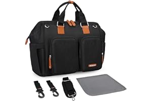 Pomelo Best Diaper Bag Tote Nappy Changing Bags Unisex Baby Bags for Boys Girls Multifunction Waterproof Travel Diaper Bag Organizer with Diaper Pouch, Changing Pad and Stroller Straps