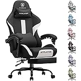 GTPLAYER Gaming Chair with Foot Rest & Pocket Spring Cushion, Breathable Fabric for Home Office Desk, Ergonomic High Back Computer Chair with Headrest & Lumbar Support, Black