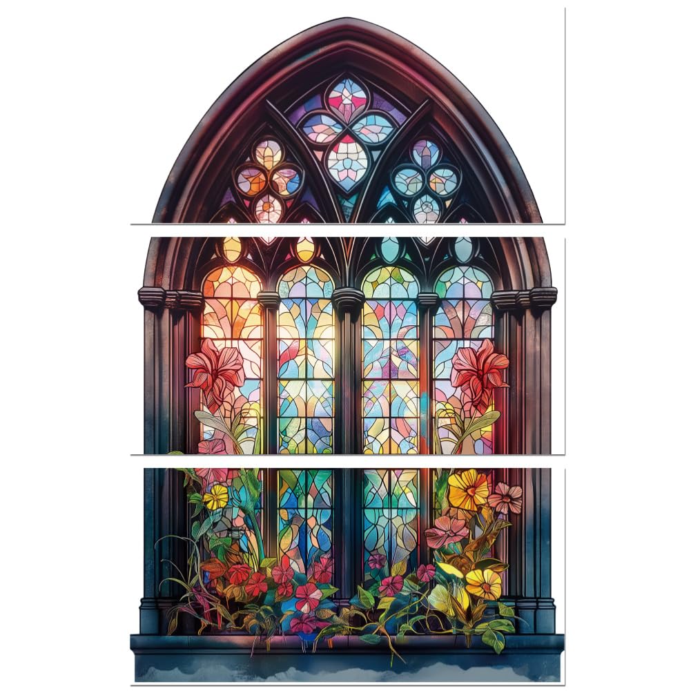 Peacoblue Rub on Transfer Decals for Furniture Crafts 6"x12" Church Windows, 3Pcs Waterproof UV DTF Transfer Decals Sticker for Dresser Lingerie Chests Drawer Glass Porcelain Wood Plastic