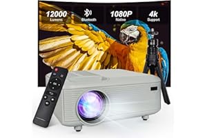 KEJOG Projector,Mini Projector with Projector Stand,Bluetooth Projector 1080P Full HD Supported Portable Projector,Outdoor Projector for Home Theater (Mini Portable Projector)